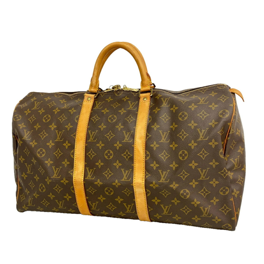 LOUIS VUITTON Authentic Brown Monogram Keepall 50 Boston Bag